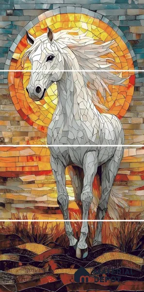 Mosaic Look Poster Wall Tile TL 12384 Chetak 4 ft x 2 ft Gloster Finish Vitrified - 9 mm | Suitable For Living Room, Bedroom & Office | 1 Box Contains 4 Piece Packing