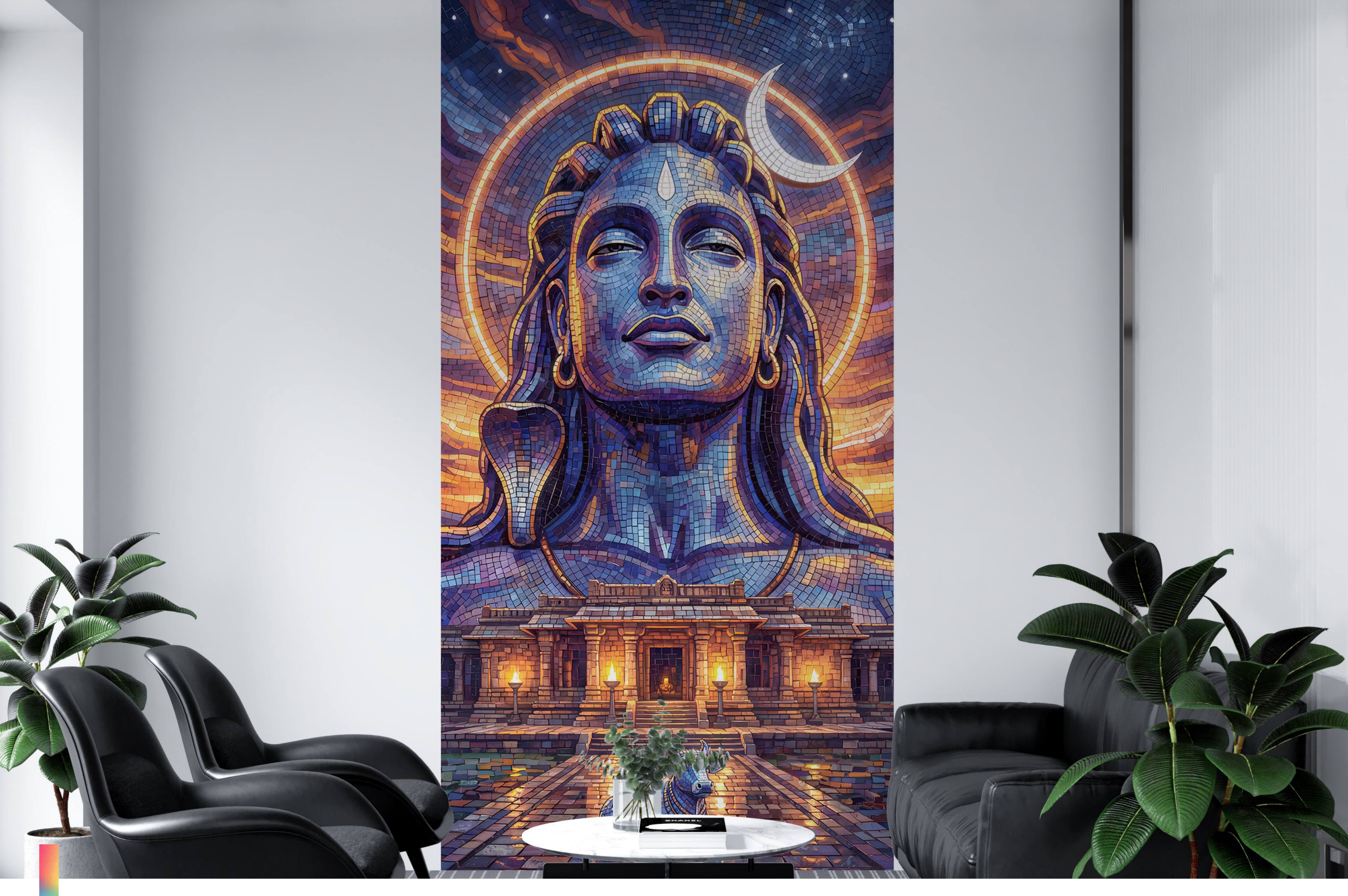 Mosaic Look Poster Wall Tile TL 12376 Aadi Yogi  4 ft x 2 ft Gloster Finish Vitrified - 9 mm | Suitable For  Living Room, Bedroom & Office | 1 Box Contains 4 Piece Packing