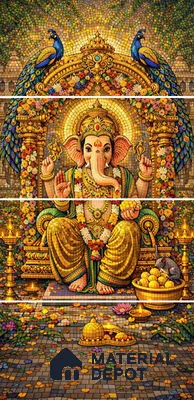 Mosaic Look Poster Wall Tile TL 12373 Vignesh  4 ft x 2 ft Gloster Finish Vitrified - 9 mm | Suitable For  Living Room, Bedroom & Office | 1 Box Contains 4 Piece Packing