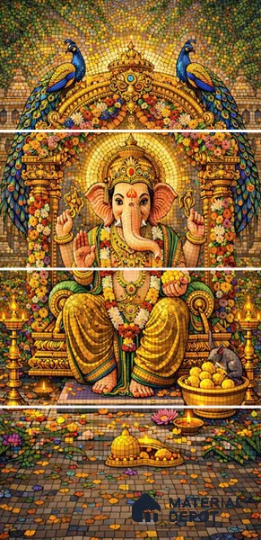 Mosaic Look Poster Wall Tile TL 12373 Vignesh 4 ft x 2 ft Gloster Finish Vitrified - 9 mm | Suitable For Living Room, Bedroom & Office | 1 Box Contains 4 Piece Packing