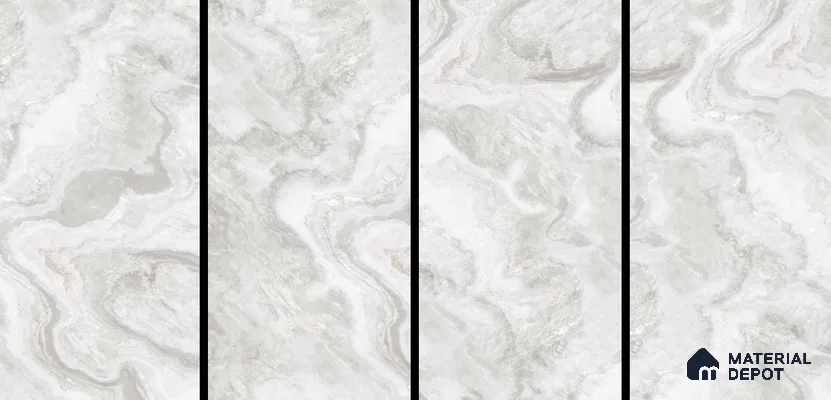 Marble Look Tile TL 11609 GS Nesta White 4 ft x 2 ft Glossy Vitrified Tile - 9 mm