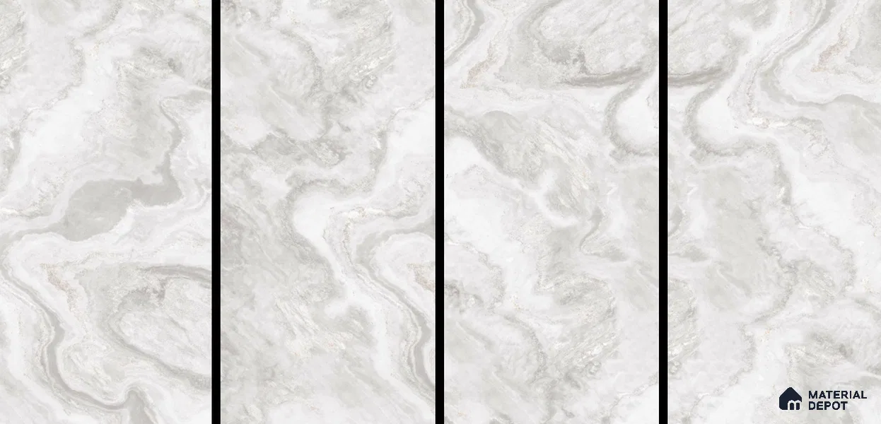 Marble Look Tile TL 11609 GS Nesta White 4 ft x 2 ft Glossy Vitrified Tile - 9 mm