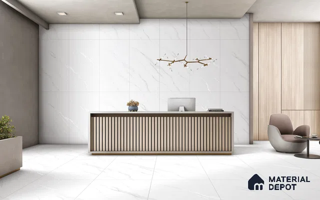 Marble Look Tile TL 11583 CR El Arel White 4 ft x 2 ft Carving Matte Vitrified Tile - 9 mm