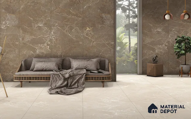 Marble Look Tile TL 11585 CR El Moreso Brown 4 ft x 2 ft Carving Matte Vitrified Tile - 9 mm