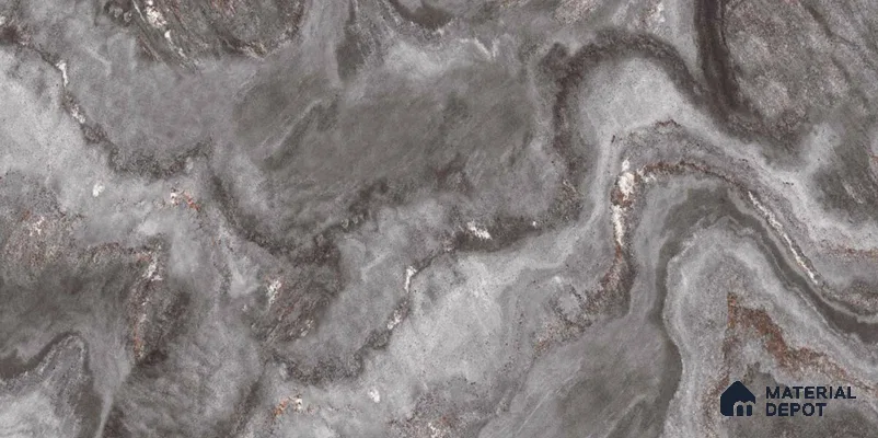 Marble Look Tile TL 11608 GS Nesta Black 4 ft x 2 ft Glossy Vitrified Tile - 9 mm