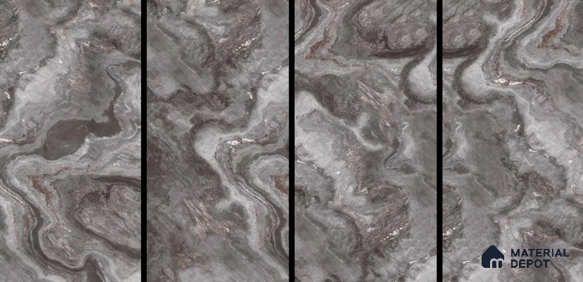 Marble Look Tile TL 11608 GS Nesta Black 4 ft x 2 ft Glossy Vitrified Tile - 9 mm