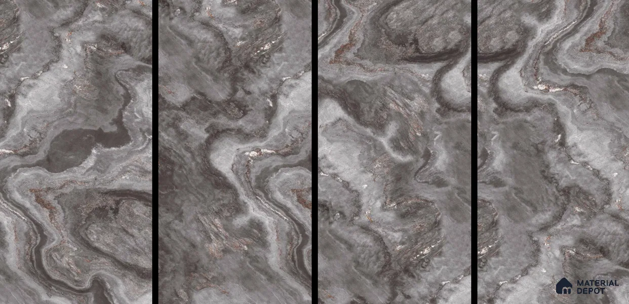 Marble Look Tile TL 11608 GS Nesta Black 4 ft x 2 ft Glossy Vitrified Tile - 9 mm