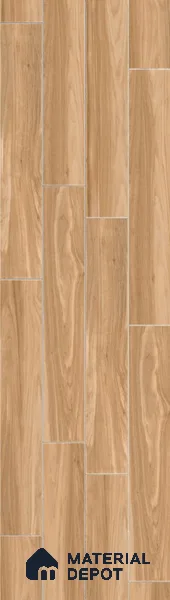 Wood Look Tile TL 11595 Gothom Wood Walnut 4 ft x 8 inch Carving Matte Vitrified Tile - 9 mm