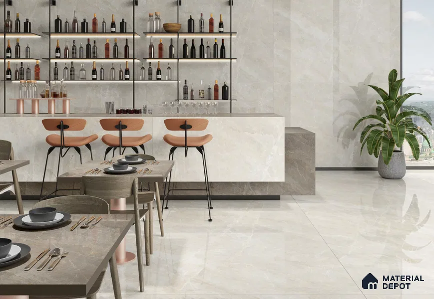 TL 11571 Victorian Light 6 ft x 4 ft Glossy Vitrified Tile - 10 mm | Adhesive and Spacers Must be Used During Installation