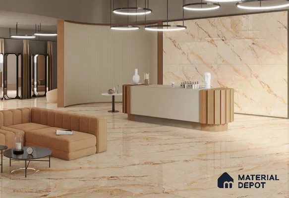 TL 11570 Endless Breccia Simless 6 ft x 4 ft Glossy Vitrified Tile - 10 mm | Adhesive and Spacers Must be Used During Installation