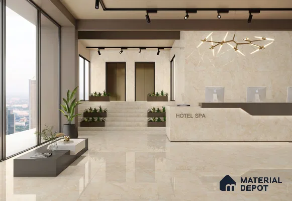 TL 11574 Sofita Beige 6 ft x 4 ft Glossy Vitrified Tile - 10 mm | Adhesive and Spacers Must be Used During Installation