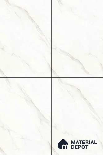 TL 11547 Pullman White Endless 6 ft x 4 ft Glossy Vitrified Tile - 15 mm | Adhesive and Spacers Must be Used During Installation