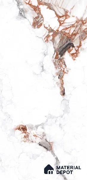 Marble Look Floor & Wall Tile TL 11873 Arezzo Red  4 ft x 2 ft High Gloss Finish Vitrified - 9 mm | Random Desing | Suitable for Living Room, Bathroom & Office
