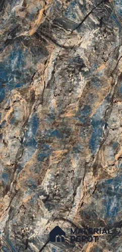 Marble Look Floor & Wall Tile TL 11872 Amiron Teal  4 ft x 2 ft High Gloss Finish Vitrified - 9 mm | Random Desing | Suitable for Living Room, Bathroom & Office