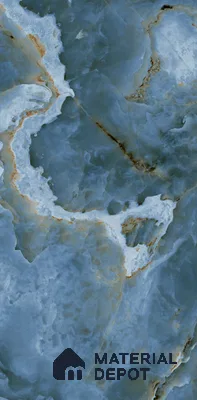 Marble Look Floor & Wall Tile TL 11874 Claudia Blue  4 ft x 2 ft High Gloss Finish Vitrified - 9 mm | Random Desing | Suitable for Living Room, Bathroom & Office