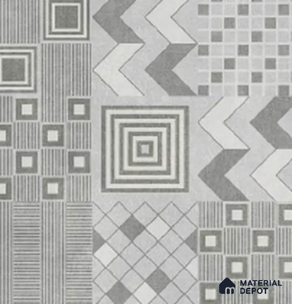Patterned Look Floor Tile TL 10902 Tive Lightgrey Decore 2 ft x 2 ft Fusion Finish Vitrified Parking Tile - 9 mm | 2 Random Design | Suitable For Parking, Balcony, High Traffic Areas, Outdoor, Garage, Garden, Pathways & Terrace | Please Expect a Slight Variation of Pattern