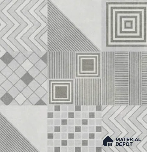 Patterned Look Floor Tile TL 10902 Tive Lightgrey Decore 2 ft x 2 ft Fusion Finish Vitrified Parking Tile - 9 mm | 2 Random Design | Suitable For Parking, Balcony, High Traffic Areas, Outdoor, Garage, Garden, Pathways & Terrace | Please Expect a Slight Variation of Pattern