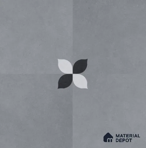 Moroccan Floor Tile TL 09477 C Element Grey 2 ft x 2 ft Matte Finish Vitrified Tile - 9 mm | 1 Random Design | Suitable For Living Room, Bedroom, Bathroom | Please Expect a Slight Variation of Pattern