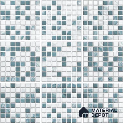 Stone Wall & Floor Tile TL 13093 Sea Glass Grid 8 in x 8 in Vitrified Glossy Finish - 8.5 mm | 9 Random Designs | Luster Gloss | Suitable for Bathroom, Terrace, Patio & Courtyard