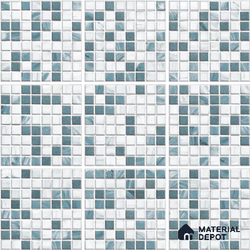Stone Wall & Floor Tile TL 13093 Sea Glass Grid 8 in x 8 in Vitrified Glossy Finish - 8.5 mm | 9 Random Designs | Luster Gloss | Suitable for Bathroom, Terrace, Patio & Courtyard