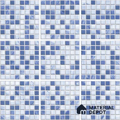 Stone Wall & Floor Tile TL 13093 B Ocean Glass Grid 8 in x 8 in Vitrified Glossy Finish - 8.5 mm | 9 Random Designs | Luster Gloss | Suitable for Bathroom, Terrace, Patio & Courtyard
