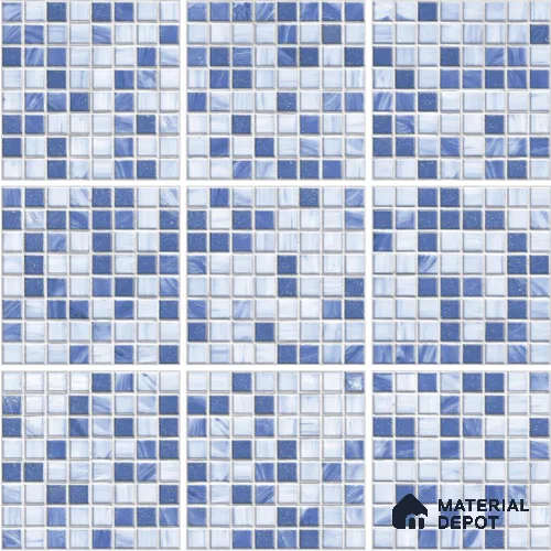 Stone Wall & Floor Tile TL 13093 B Ocean Glass Grid 8 in x 8 in Vitrified Glossy Finish - 8.5 mm | 9 Random Designs | Luster Gloss | Suitable for Bathroom, Terrace, Patio & Courtyard