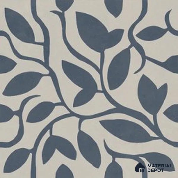 Floral Wall & Floor Tile TL 13033 C Indigo Vine 8 in x 8 in Vitrified Matte Finish - 8.5 mm | Luster Effect | Suitable for Living Room, Bedroom, Bathroom & Kitchen