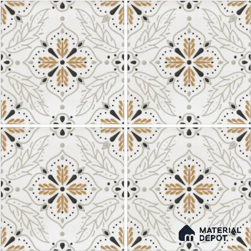 Moroccan Wall & Floor Tile TL 13061 Honey Starburst 8 in x 8 in Vitrified Matte Finish - 8.5 mm | Luster Effect | Suitable for Living Room, Dining, Bathroom & Kitchen