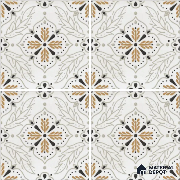 Moroccan Wall & Floor Tile TL 13061 Honey Starburst 8 in x 8 in Vitrified Matte Finish - 8.5 mm | Luster Effect | Suitable for Living Room, Dining, Bathroom & Kitchen