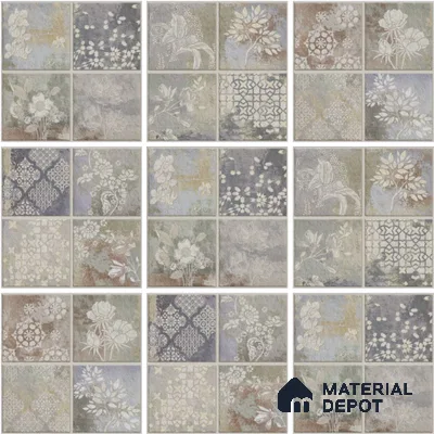 Patterned Wall & Floor Tile TL 13047 Pearl Tapestry 8 in x 8 in Vitrified Matte Finish - 8.5 mm | 4 Random Designs | Pearl Granula Effect | Suitable for Living Room, Dining, Bathroom & Kitchen