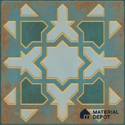 Plain Wall & Floor Tile TL 13096 Lagoon Teal 8 in x 8 in Vitrified Matte Finish - 8.5 mm | 9 Random Designs | Suitable for Living Room, Dining, Bathroom & Kitchen