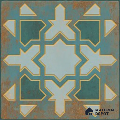 Plain Wall & Floor Tile TL 13096 Lagoon Teal 8 in x 8 in Vitrified Matte Finish - 8.5 mm | 9 Random Designs | Suitable for Living Room, Dining, Bathroom & Kitchen