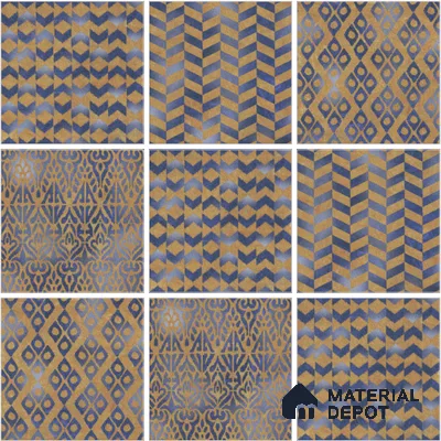 Patterned Wall & Floor Tile TL 13040 Gilded Loom 8 in x 8 in Vitrified Matte Finish - 8.5 mm | 4 Random Designs | Luster Effect | Suitable for Living Room, Dining, Bathroom & Kitchen