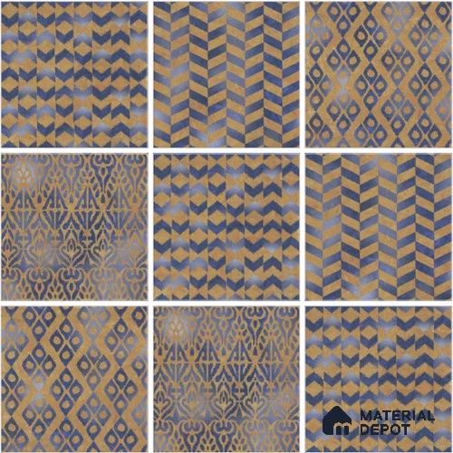 Patterned Wall & Floor Tile TL 13040 Gilded Loom 8 in x 8 in Vitrified Matte Finish - 8.5 mm | 4 Random Designs | Luster Effect | Suitable for Living Room, Dining, Bathroom & Kitchen