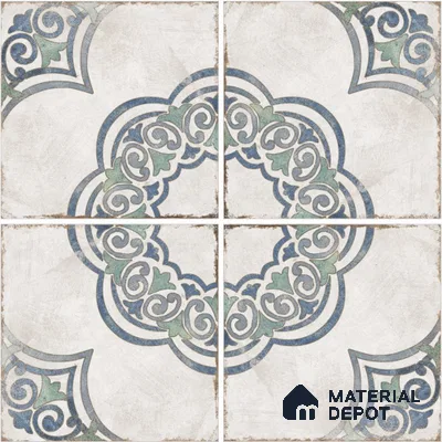 Moroccan Wall & Floor Tile TL 13086 Aegean Medallion 8 in x 8 in Vitrified Matte Finish - 8.5 mm | Luster Effect | Suitable for Living Room, Dining, Bathroom & Kitchen