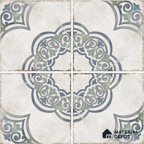 Moroccan Wall & Floor Tile TL 13086 Aegean Medallion 8 in x 8 in Vitrified Matte Finish - 8.5 mm | Luster Effect | Suitable for Living Room, Dining, Bathroom & Kitchen