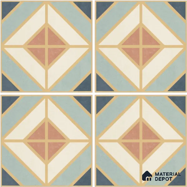 Moroccan Wall & Floor Tile TL 13080 Prism Diamond 8 in x 8 in Vitrified Matte Finish - 8.5 mm | Luster Effect | Suitable for Living Room, Dining, Bathroom & Kitchen