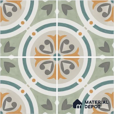 Moroccan Wall & Floor Tile TL 13081 Olive Medallion 8 in x 8 in Vitrified Matte Finish - 8.5 mm | Luster Effect | Suitable for Living Room, Dining, Bathroom & Kitchen