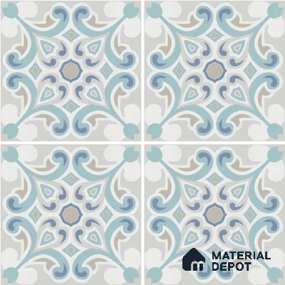 Moroccan Wall & Floor Tile TL 13055 Mist Arabesque 8 in x 8 in Vitrified Matte Finish - 8.5 mm | Luster Effect | Suitable for Living Room, Dining, Bathroom & Kitchen