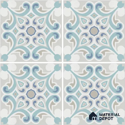 Moroccan Wall & Floor Tile TL 13055 Mist Arabesque 8 in x 8 in Vitrified Matte Finish - 8.5 mm | Luster Effect | Suitable for Living Room, Dining, Bathroom & Kitchen