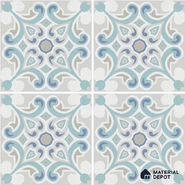 Moroccan Wall & Floor Tile TL 13055 Mist Arabesque 8 in x 8 in Vitrified Matte Finish - 8.5 mm | Luster Effect | Suitable for Living Room, Dining, Bathroom & Kitchen
