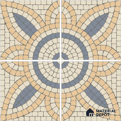 Moroccan Wall & Floor Tile TL 13065 Sunstone Compass 8 in x 8 in Vitrified Matte Finish - 8.5 mm | Luster Effect | Suitable for Living Room, Dining, Bathroom & Kitchen