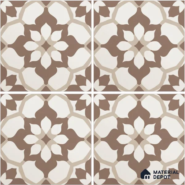 Moroccan Wall & Floor Tile TL 13054 Bronze Rosette 8 in x 8 in Vitrified Matte Finish - 8.5 mm | Luster Effect | Suitable for Living Room, Dining, Bathroom & Kitchen