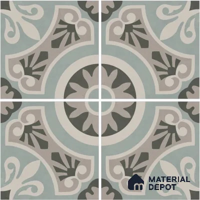 Moroccan Wall & Floor Tile TL 13066 Sage Compass 8 in x 8 in Vitrified Matte Finish - 8.5 mm | Luster Effect | Suitable for Living Room, Dining, Bathroom & Kitchen