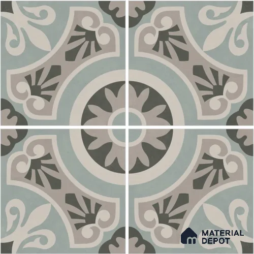 Moroccan Wall & Floor Tile TL 13066 Sage Compass 8 in x 8 in Vitrified Matte Finish - 8.5 mm | Luster Effect | Suitable for Living Room, Dining, Bathroom & Kitchen