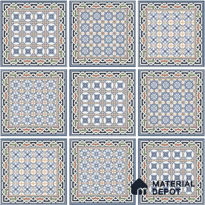 Moroccan Wall & Floor Tile TL 13042 Cobalt Mosaic 8 in x 8 in Vitrified Matte Finish - 8.5 mm | 4 Random Designs | Luster Effect | Suitable for Living Room, Dining, Bathroom & Kitchen