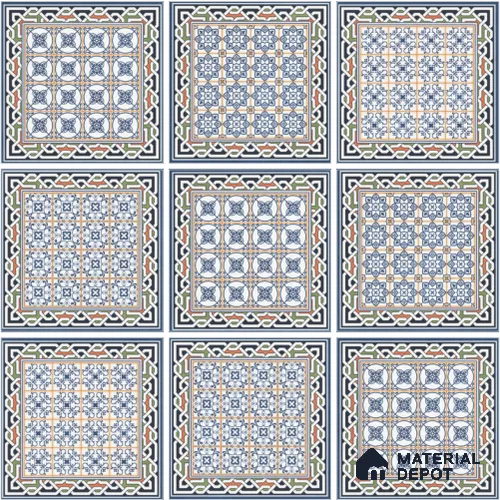 Mosaic Wall & Floor Tile TL 13042 Cobalt Mosaic 8 in x 8 in Vitrified Matte Finish - 8.5 mm | 4 Random Designs | Luster Effect | Suitable for Living Room, Dining, Bathroom & Kitchen