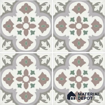 Moroccan Wall & Floor Tile TL 13075 Cocoa Blossom 8 in x 8 in Vitrified Matte Finish - 8.5 mm | Luster Effect | Suitable for Living Room, Dining, Bathroom & Kitchen