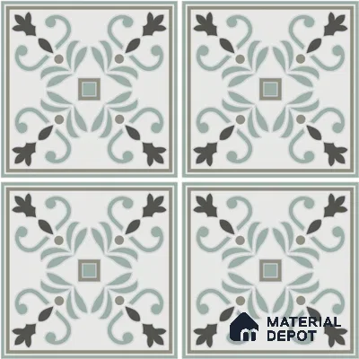 Moroccan Wall & Floor Tile TL 13057 Glacier Fleur 8 in x 8 in Vitrified Matte Finish - 8.5 mm | Luster Effect | Suitable for Living Room, Dining, Bathroom & Kitchen