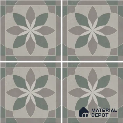 Moroccan Wall & Floor Tile TL 13053 Sage Blossom 8 in x 8 in Vitrified Matte Finish - 8.5 mm | Luster Effect | Suitable for Living Room, Dining, Bathroom & Kitchen